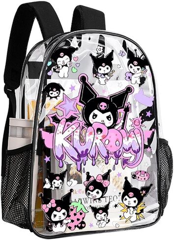 Cute Character Clear Backpack, Clear Backpack, 17 Inch PVC Heavy Duty Bookbag, Large Transparent School Bag, Style D in Saudi Arabia