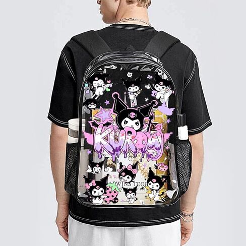 Cute Character Clear Backpack, Clear Backpack, 17 Inch PVC Heavy Duty Bookbag, Large Transparent School Bag, Style D in Saudi Arabia