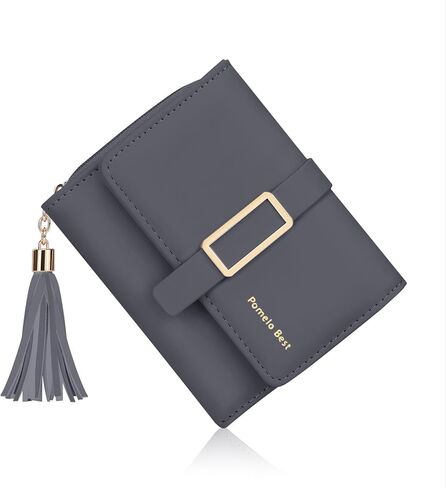 Small wallet for women RFID Trifold Ladies Wallets Vegan Leather Womens Wallet with ID Window Zipper Coin Pocket (black) in Kuwait