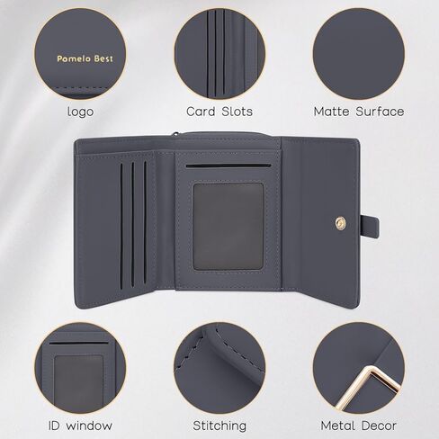 Small wallet for women RFID Trifold Ladies Wallets Vegan Leather Womens Wallet with ID Window Zipper Coin Pocket (black) in Kuwait