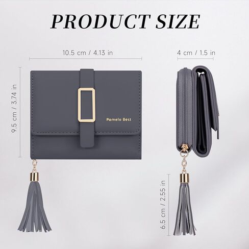 Small wallet for women RFID Trifold Ladies Wallets Vegan Leather Womens Wallet with ID Window Zipper Coin Pocket (black) in Kuwait