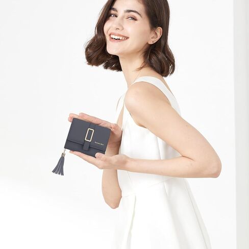 Small wallet for women RFID Trifold Ladies Wallets Vegan Leather Womens Wallet with ID Window Zipper Coin Pocket (black) in Kuwait