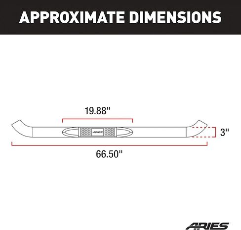 ARIES 204040-2 قضبان Nerf مستديرة من الفولاذ المقاوم للصدأ مقاس 3 بوصات، بدون مثقاب، اختر شيفروليه، GMC C2500، C3500، K2500، K3500 in Kuwait