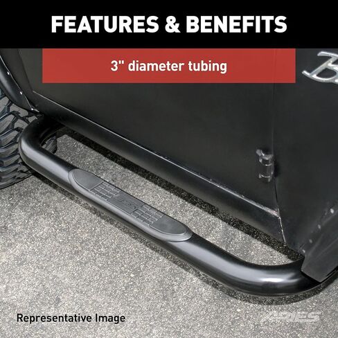 ARIES 204040-2 قضبان Nerf مستديرة من الفولاذ المقاوم للصدأ مقاس 3 بوصات، بدون مثقاب، اختر شيفروليه، GMC C2500، C3500، K2500، K3500 in Kuwait