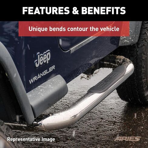 ARIES 204040-2 قضبان Nerf مستديرة من الفولاذ المقاوم للصدأ مقاس 3 بوصات، بدون مثقاب، اختر شيفروليه، GMC C2500، C3500، K2500، K3500 in Kuwait
