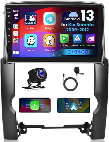 [2+64G] Hikity Android Stereo Kit for Kia Sorento 2009-2012 with Wireless CarPlay Android Auto, 10.1 Inch Touchscreen GPS Navigation Car Radio with Bluetooth FM RDS Backup Camera in Saudi Arabia