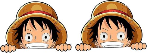 تصميم H&S (عبوة من قطعتين) One_Piece_Monkey-D-Luffy Peeker | ملصقات السيارات الخاطفة | انمي | دراجة نارية | لاب توب | لوح التزلج | دراجة | ملصقات النوافذ الوفير in Kuwait