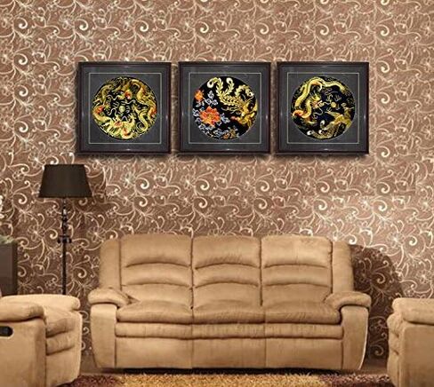 Grace Art, Large Asian Silk Embroidery Art Wall Hanging, Dragon & Phoenix in Saudi Arabia