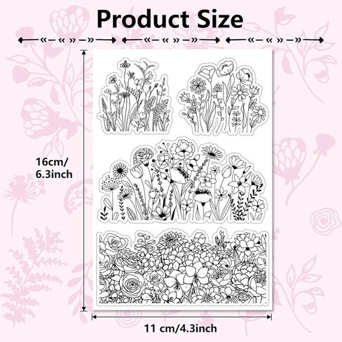 CRASPIRE Flower Clear Stamps Silicone Clear Stamp Seals Vintage Transparent Silicone Stamps for Valentine's Day Cards Making DIY Scrapbooking Journal Photo Album Decoration in Saudi Arabia