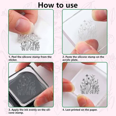 CRASPIRE Flower Clear Stamps Silicone Clear Stamp Seals Vintage Transparent Silicone Stamps for Valentine's Day Cards Making DIY Scrapbooking Journal Photo Album Decoration in Saudi Arabia