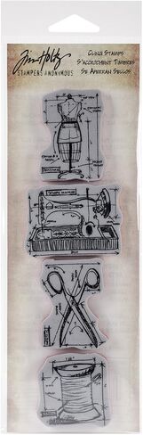 Tim Holtz Mini Blueprints Strip Cling Stamps 3"X10", Sewing in Saudi Arabia