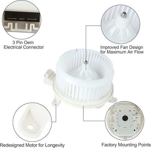 محرك منفاخ سخان HVAC مع قفص مروحة لسيارة Toyota Sienna و2008-2022 Toyota Sequoia مجموعة مروحة محرك تكييف الهواء - يستبدل 700298، 75050، 871030C051، 87103-0C051 in Kuwait