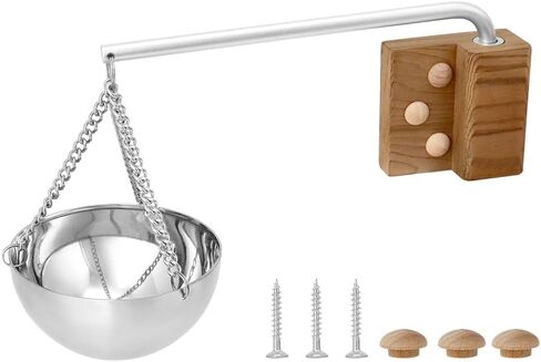 QWORK Aromatherapy Bowl Oil Cup Holder - Essential Oil Diffuser for Saunas, 500 ML Capacity - includes Swinging Arm and Wood Block in Saudi Arabia