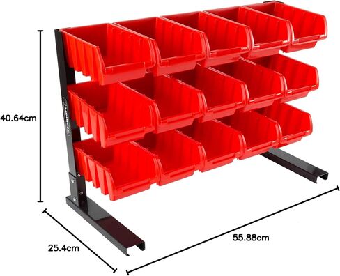 Stalwart 15 Bin Storage Rack Organizer- Durable Carbon Steel with Stackable Plastic Drawers for Tools, Hardware, Crafts, Office Supplies, More in Saudi Arabia
