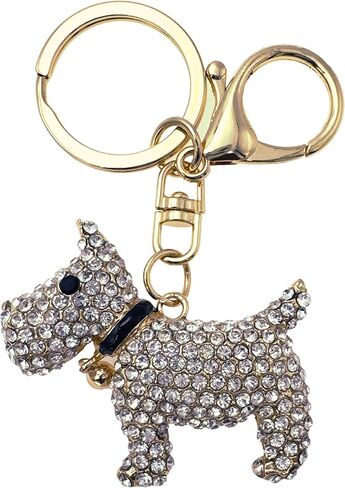 Scottie Keychain - Rhinestones, Gold Filigree Back, Drawstring Bag - 3.75" Long - Scottish Terrier (Clear) in Saudi Arabia