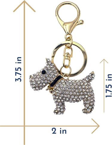 Scottie Keychain - Rhinestones, Gold Filigree Back, Drawstring Bag - 3.75" Long - Scottish Terrier (Clear) in Saudi Arabia