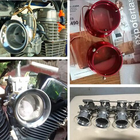 فلاتر الهواء المكربن ​​للدراجات النارية من Velocity Stack بوق قمع كاربورادور 50/55/63 مم من سبائك الألومنيوم CNC لدراجة Honda Yamaha ATV Dirt Bike Quad ZSDTRP (55 مم، أحمر، طويل) in Kuwait