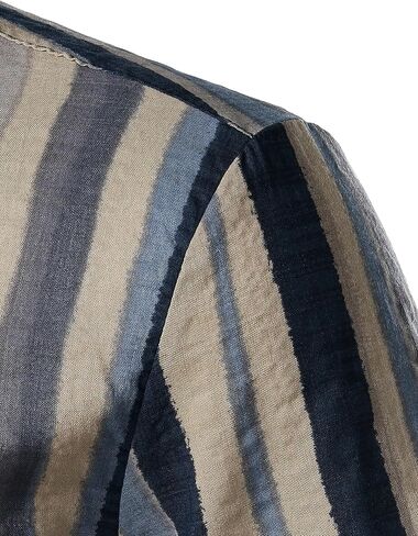 قمصان صيفية مخططة بألوان قوس قزح للرجال من JOGAL بأكمام قصيرة وأزرار سفلية، قميص كاجوال in Kuwait