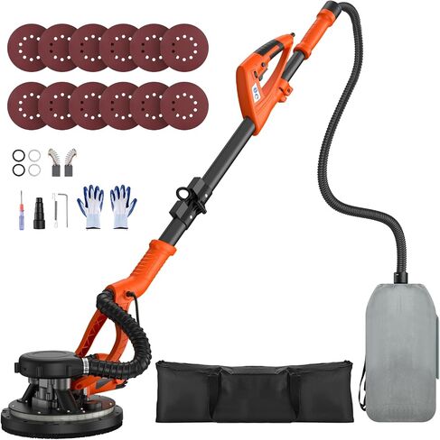 950W 8-Amp Drywall Sander with Vacuum Attachment, Lijadora para Drywall, 7 Variable Speed with Vacuum Dust Collector, Lightweight Dustless with 360° Light for Ceilng Floor Plastered Popcorn in Saudi Arabia