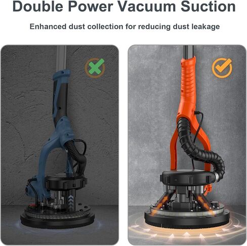 950W 8-Amp Drywall Sander with Vacuum Attachment, Lijadora para Drywall, 7 Variable Speed with Vacuum Dust Collector, Lightweight Dustless with 360° Light for Ceilng Floor Plastered Popcorn in Saudi Arabia