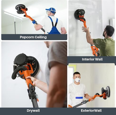 950W 8-Amp Drywall Sander with Vacuum Attachment, Lijadora para Drywall, 7 Variable Speed with Vacuum Dust Collector, Lightweight Dustless with 360° Light for Ceilng Floor Plastered Popcorn in Saudi Arabia