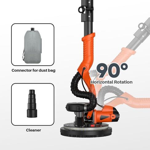 950W 8-Amp Drywall Sander with Vacuum Attachment, Lijadora para Drywall, 7 Variable Speed with Vacuum Dust Collector, Lightweight Dustless with 360° Light for Ceilng Floor Plastered Popcorn in Saudi Arabia