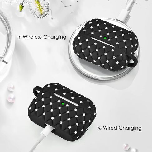 حافظة VISOOM Airpods الجيل الثالث - حافظة Airpod 3 بلينغ مع حبل نسائي 2023 كريستال TPU صلب واقي iPod 3 حقيبة شحن لاسلكية سلسلة مفاتيح للفتيات لـ Apple Airpod Gen 3 in Saudi Arabia