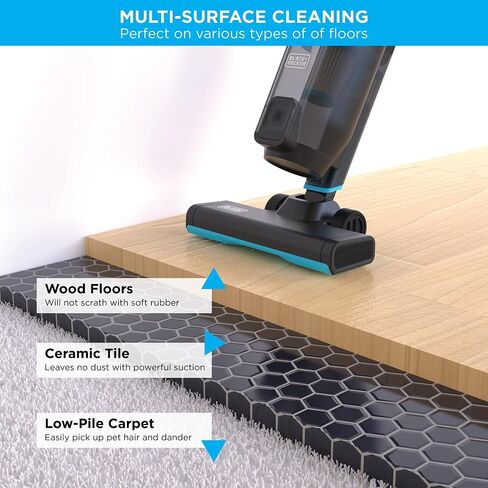 BLACK+DECKER Powerseries Lite Corded 3 in 1 Stick Vacuum, Upright to Hand-Vac Multi Surface, HEPA Filtration, Powerful 12k Pa, Ideal for Hard Floor, Low Carpet, Pet Hair Home & Office use, Black in Saudi Arabia