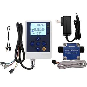 DIGITEN LCD Display Water Flow Control Meter Liquid Quantitative Controller + G3/8" Fuel Flow Meter Oil Flow Sensor Gasoline Diesel Milk Gear Meter