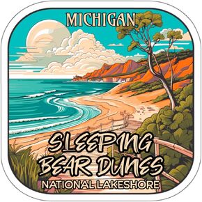 Sleeping Bear Dunes National Lakeshore Sticker Weatherproof Decal Vinyl Small Waterproof for Water Bottle Mug Passport Scrapbook Notebook Laptop Tumbler Skateboard Computer Phone 4"