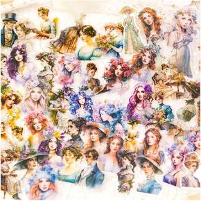 Alideco 400pcs Scrapbook Stickers Vintage Romance of The Variety Bohemian Girl Flower Peoples Pet Waterpoof Scrapbooking Junk Journal Crafts Embelishment Decoration Diary Stickers(mingmeideshiguang)
