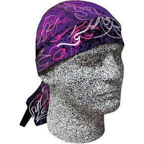 Purple Pink Black Pinstripe Firey Flames Danbanna Headwrap Doo Rag Skull Cap Sweatband Durag