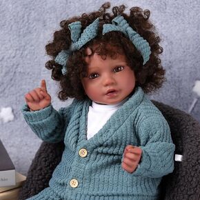 BABESIDE Lifelike Reborn Baby Dolls Black Girl Callie - 20 - Inch Soft Body Realistic Newborn Baby Doll Poseable Limbs Real Life Baby Dolls with Clothes and Toy Gift for Kids Age 3+