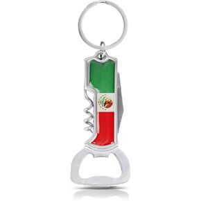Multifunctional Bottle Opener Keychain Corkscrew Keychains - Mexico Flag Set of 3 (No Name)