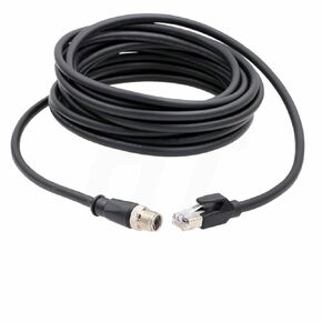 Ethernet M12 8 Pin X-Code to RJ45 Cable for Cognex Data Man Reader Baumer Basler Vision Camera Sensor Gigabit Network Router PLC Cat 6A High Flex 49ft