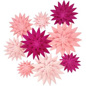 Mybbshower 3D Paper Flower for Wall Pack of 9 (Lilac & Pink)