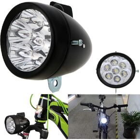 WIROJ Vintage Retro Bicycle Bike Front Light Lamp 7 LED Fixie Headlight with Bracket, Easy to Install for Kids Men Women Road Cycling Mountain Bike Safety Flashlight (Black)