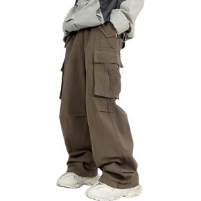 SHENHE Men's Elastic Waist Drawstring Loose Outdoor Hiking Streetwear Cargo Pants