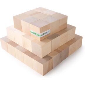 1/2 inch Wood Blocks - 100 Pack, Natural Solid Wooden Square Cubes, Unfinished – for Arts, Crafts, and DIY People