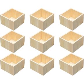 6 Pack 4.7 Inch Square Wood Box Unfinished Small Wooden Boxes for Crafts (Outer 4.7X 4.7X 3 in,Interior 4 x 4 x 2.9 in)