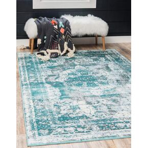 Unique Loom Sofia Collection Area Rug - Salle Garnier (5' 1" x 8' Rectangle, Turquoise/ Blue)