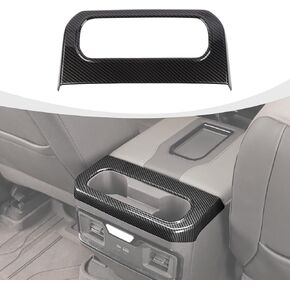 Rear Cup Holder Panel Cover Trim Compatible with 2022 2023 Chevy Silverado & GMC-SIERRA Black Wood Grain Interior Accessories