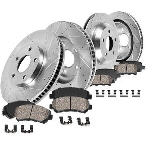 Callahan Front and Rear Brake Kit For CHEVY CAPRICE 2011 2012 2013 PPV SEDAN Drilled and Slotted Brake Rotors and Ceramic Brake Pads
