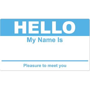 100 PCS, Pink Hello My Name is Stickers - 2.3 x 4 Inch, Tag Stickers Identification Badges for Conferences, Offices and Schools - 1 Roll of 100