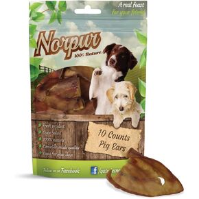 Pig Ears All-Natural Dog Treats (10-Count), Slow-Roasted & Oven-Baked | Promote Healthy, Shiny Coats | Help Clean Teeth, Prevent Bad Breath | Made in Canada
