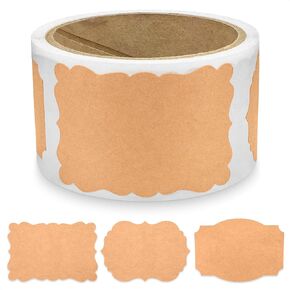 Brown Paper Labels for Handmade Items - Brown Paper Sticker Labels for Jars Waterproof Gift Label Stickers Christmas - 3 Style Personalized Stickers Labels for Candle Jars Name Tags Sticker Paper