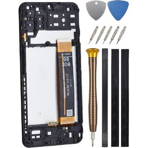 Full Screen with Screen Frame for Samsung Galaxy A13 SM-A135F SM-A135U SM-A135M LCD Display Touch Digitizer Screen Replacement with Tool Kit and Adhesive Black 6.6"