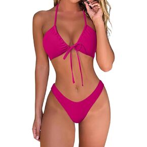 RUUHEE Women Criss Cross High Waisted String Floral Printed 2 Piece Bathing Suits