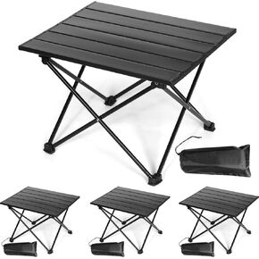 Tioncy 4 Pcs Small Folding Camping Table Portable Table with Aluminum Tabletop and Carry Bag Beach Tables for Sand Collapsible Table for Outdoor Picnic Camp Travel BBQ