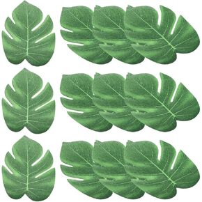 PATIKIL 8" Green Palm Leaves, 12 Pack Artificial Palm Leaves Faux Palm Fronds Fake Palm Leaf Simulation Tree Leaves for Home Hawaiian Jungle Beach Party, Style 16